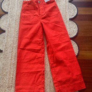 Anthropologie NWT Maeve Colette Wide Leg Pants size 26; Red